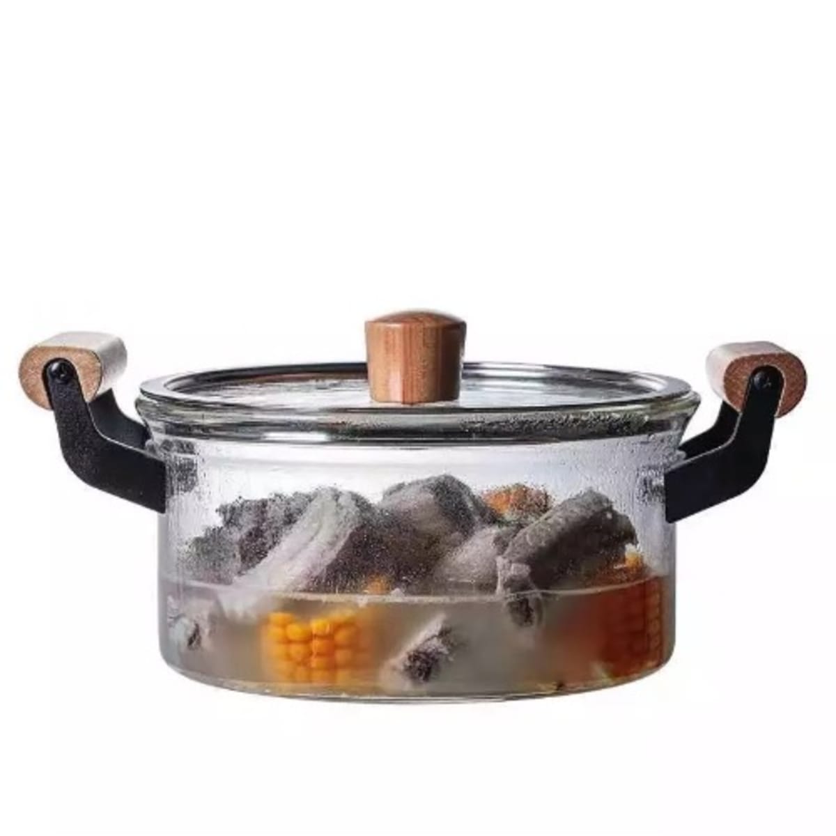 High Borosilicate Glass Cooking Pots In Glass To Cook Glass Pan With Wooden  Handle - Buy High Borosilicate Glass Cooking Pots In Glass To Cook Glass Pan  With Wooden Handle Product on