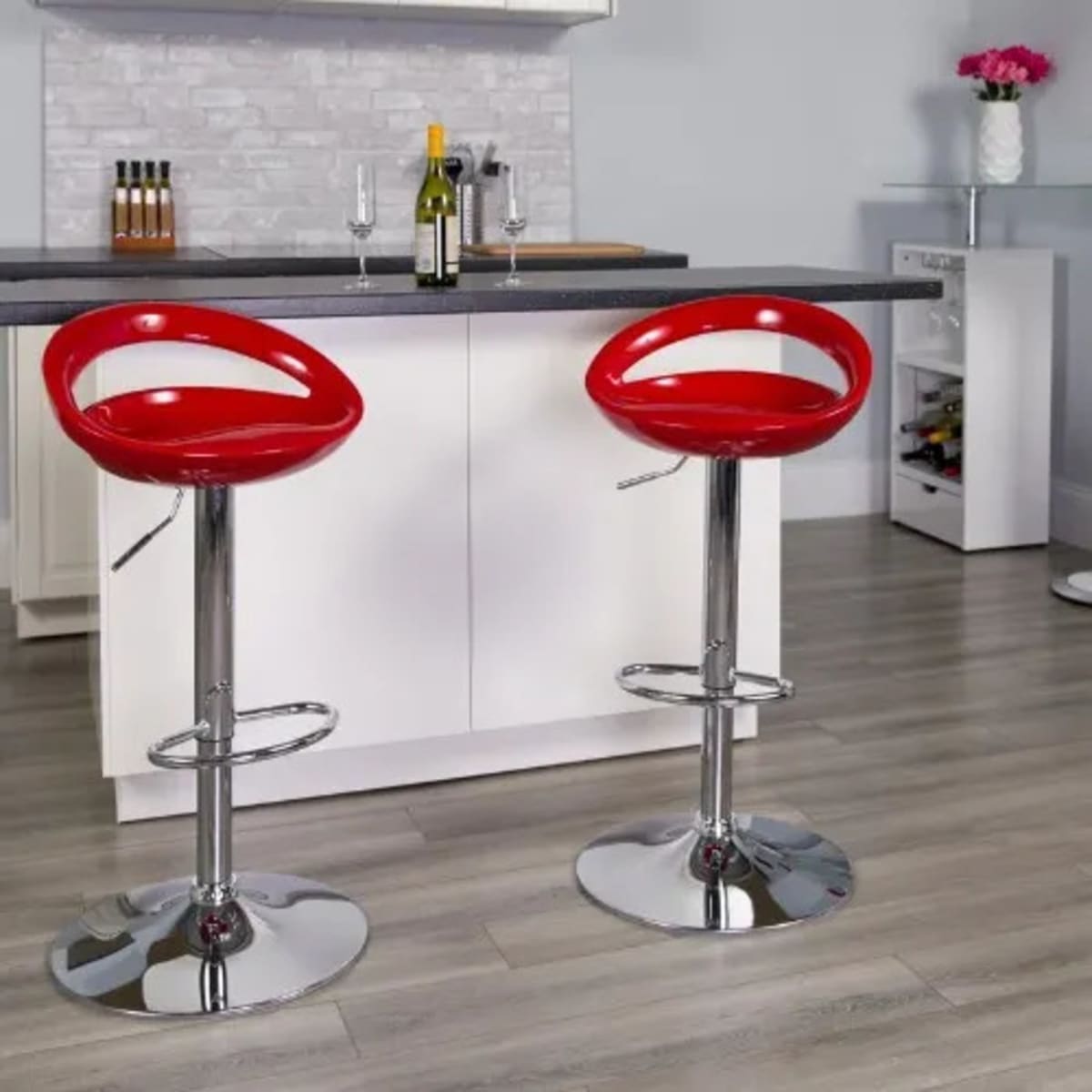 Red bar store stools set