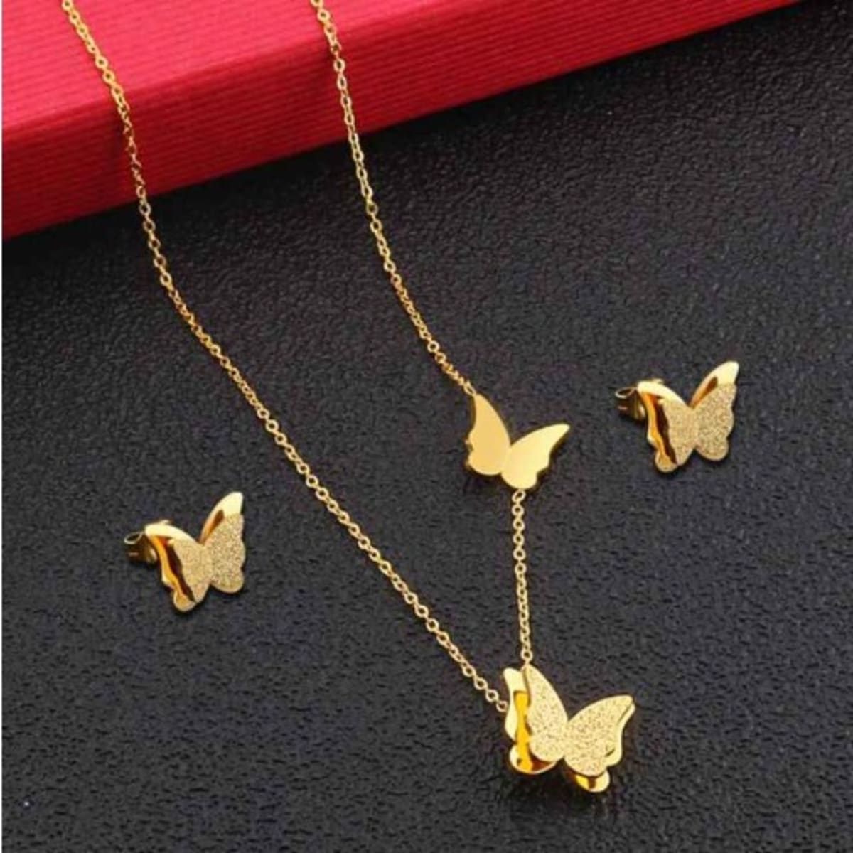 Gold Best Friends Butterfly Pendant Necklaces - 2 Pack