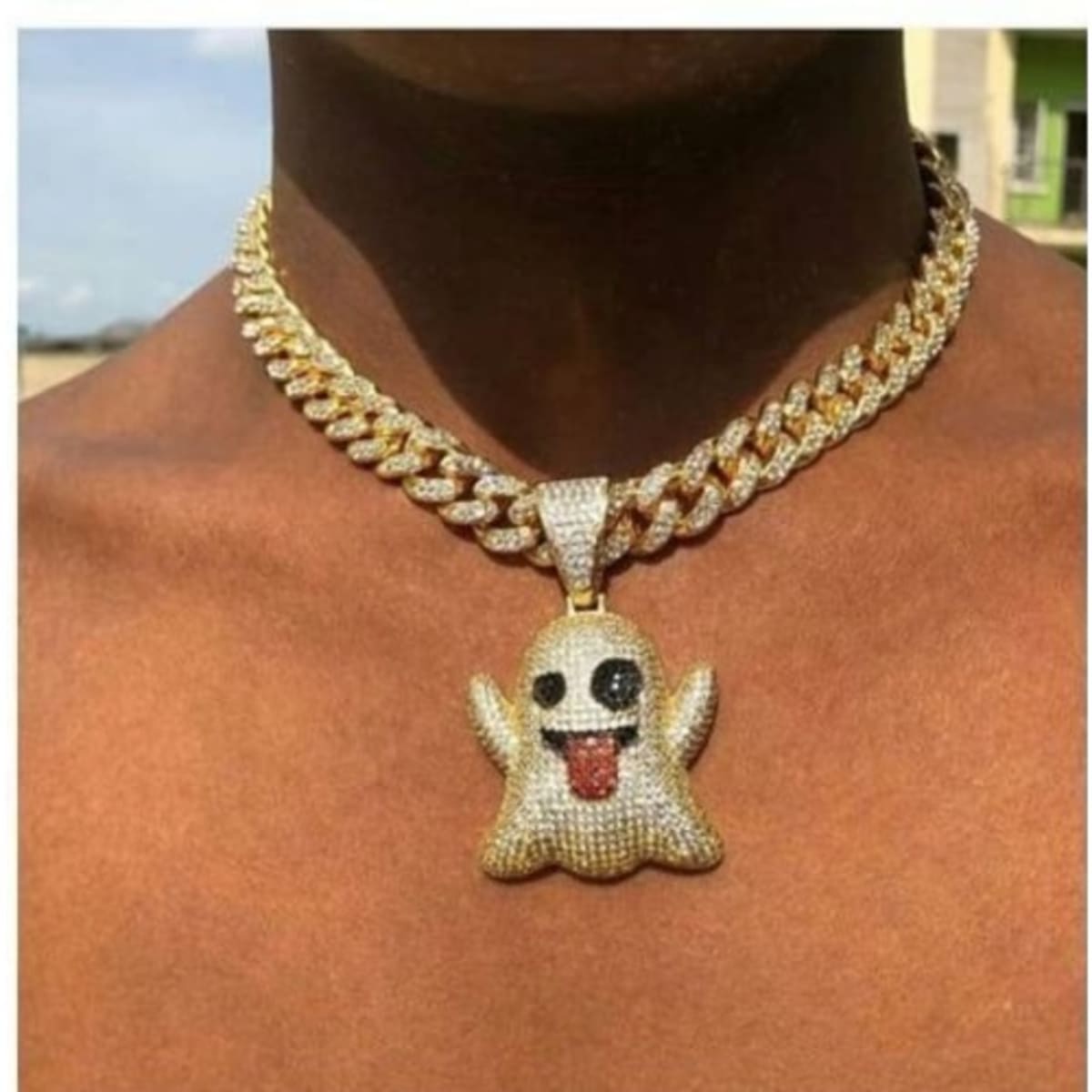 Iced Out Necklace With Pendant Gold Konga Online Shopping