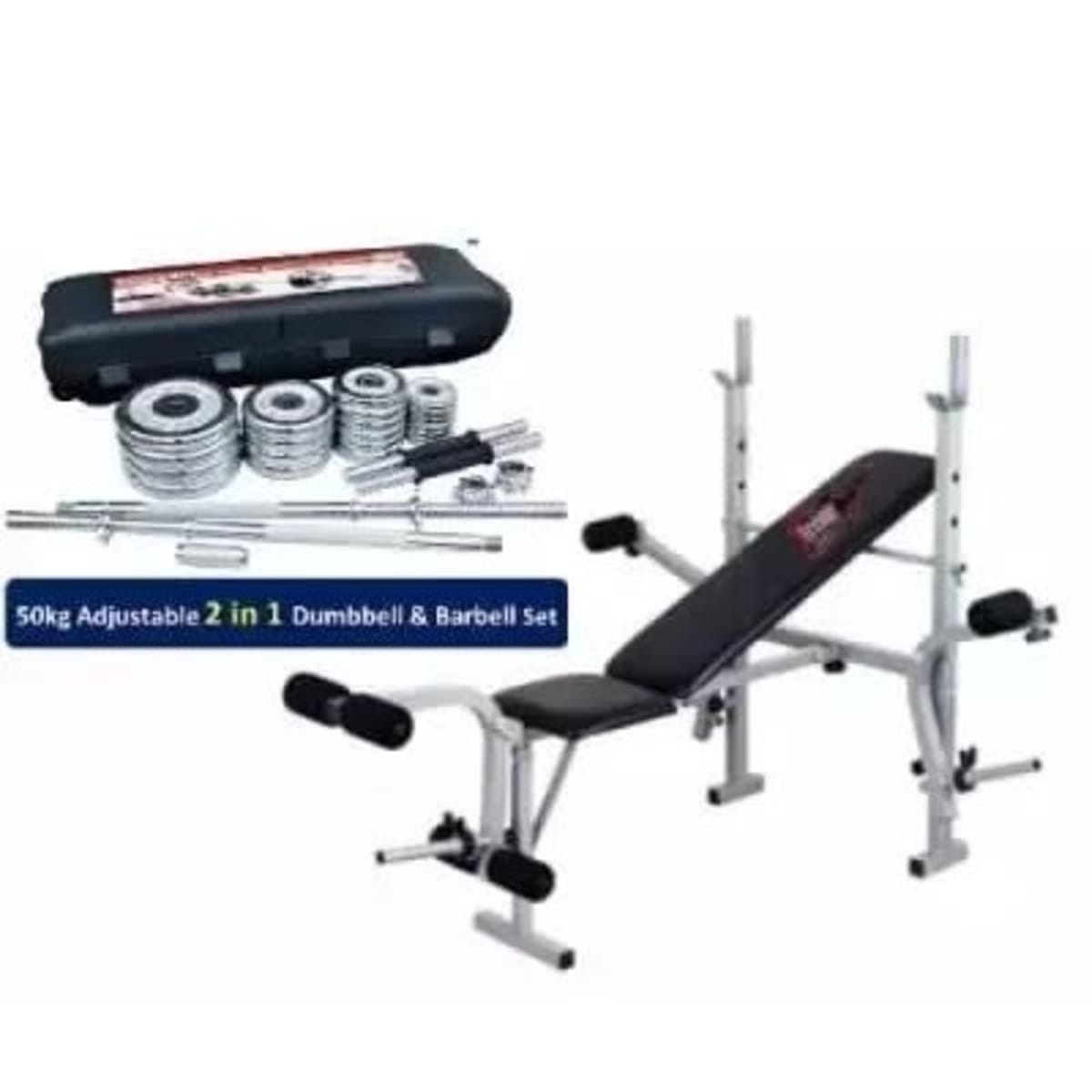 Weight Bench With Adjustable 2 In 1 Dumbbell And Barbell Set