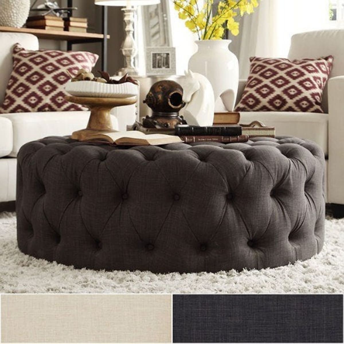 Tufted store cocktail ottoman
