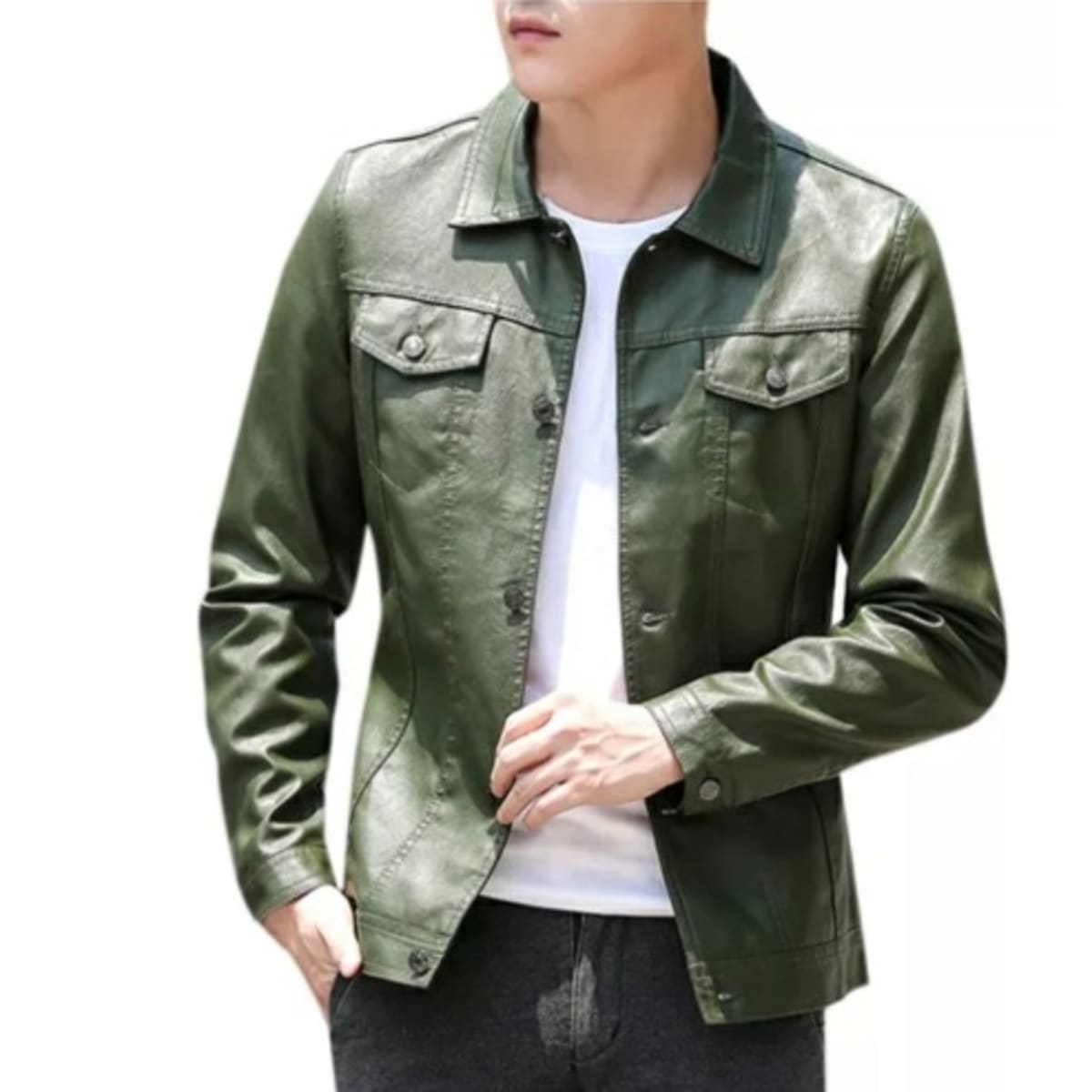 Military green hotsell leather jacket