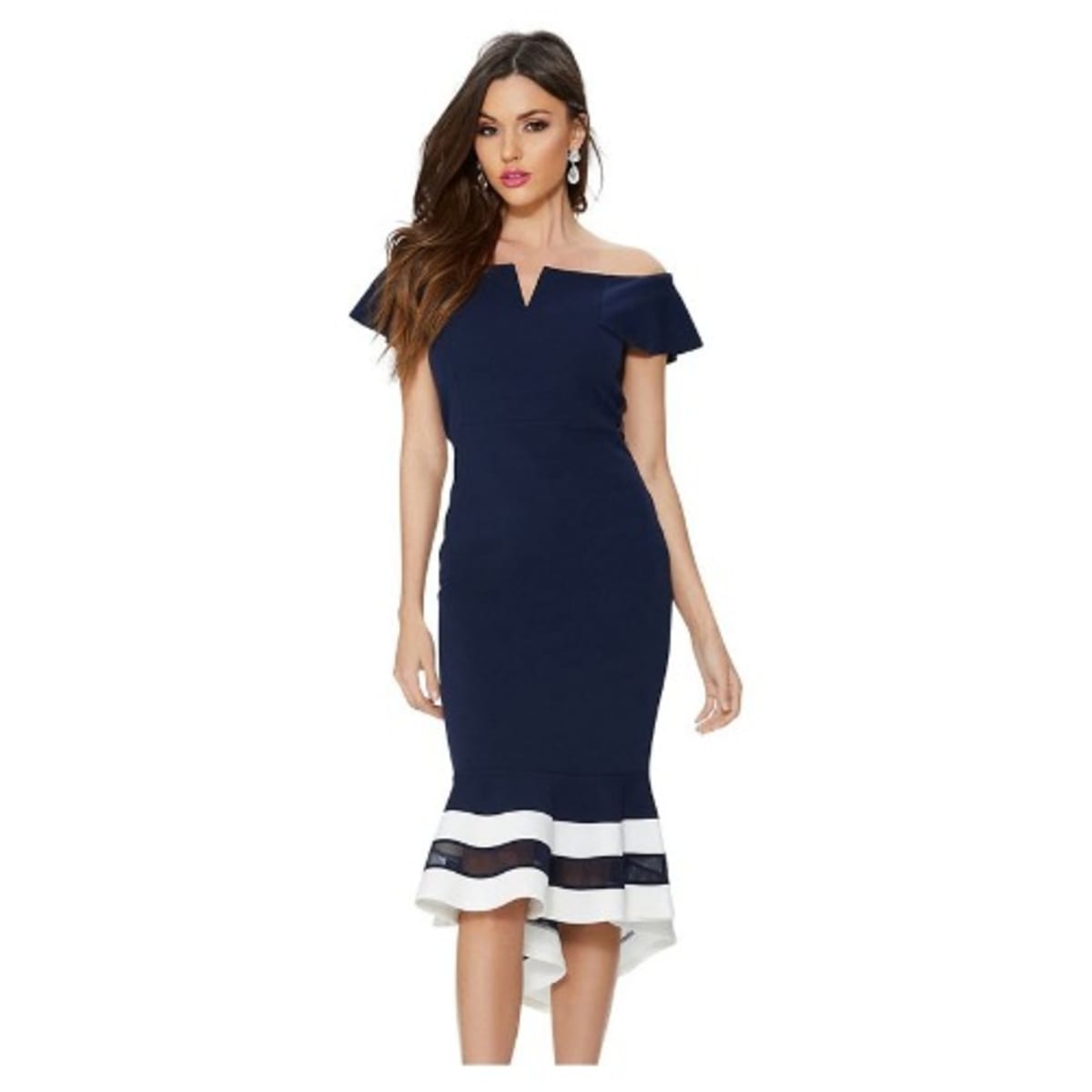 Quiz dip cheap hem bardot dress