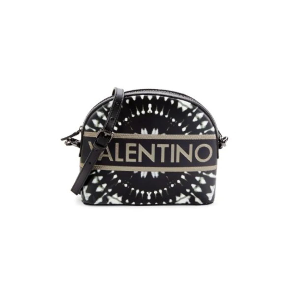Valentino Diana Logo Leather Crossbody Bag Black Charcoal