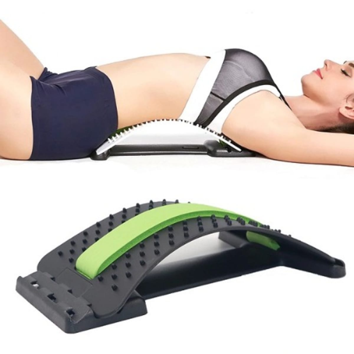 Lumbar Relief Back Stretcher Device Back Support - Black+green