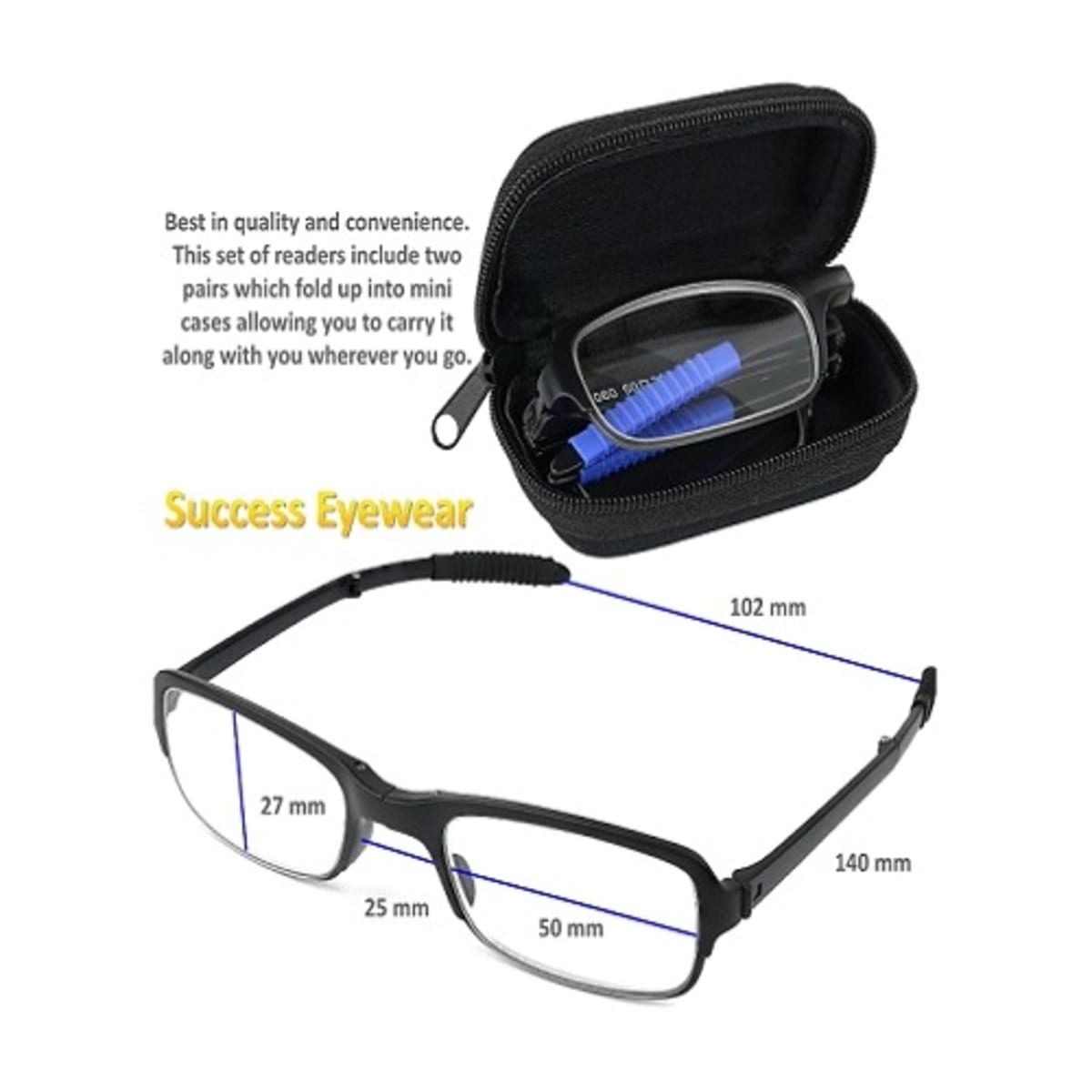 Folding reading top glasses 2.50