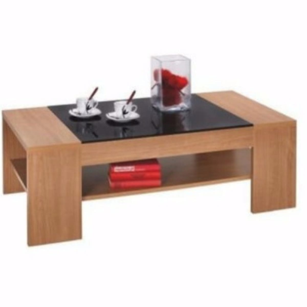 Glass top deals wooden center table