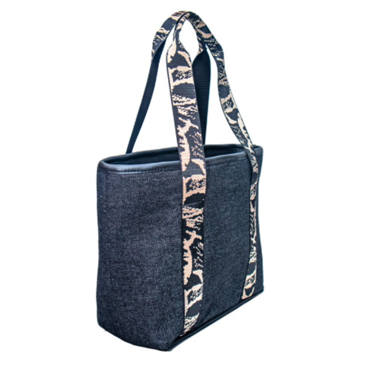 Black denim sale tote bag