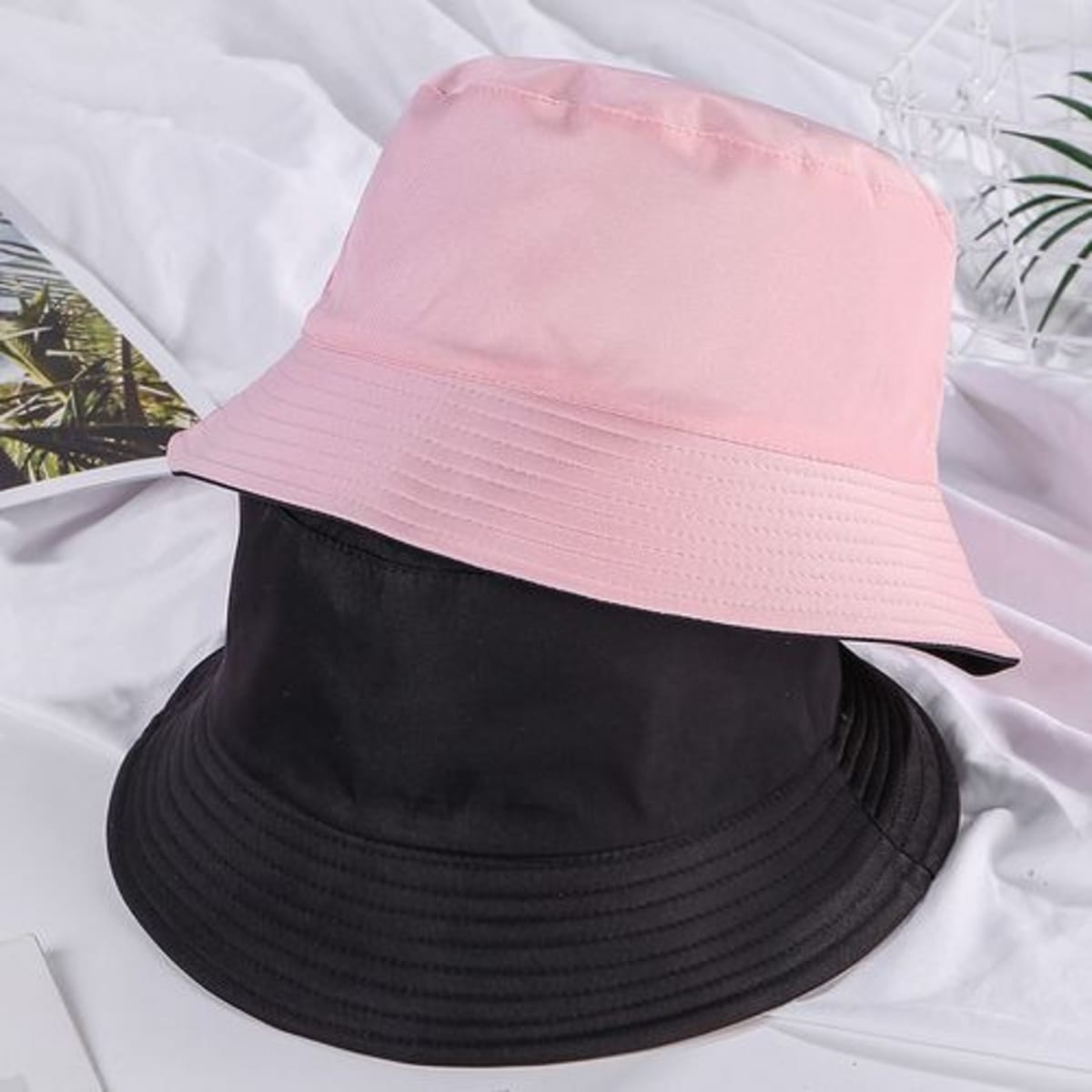 Pink and black bucket hat 2025