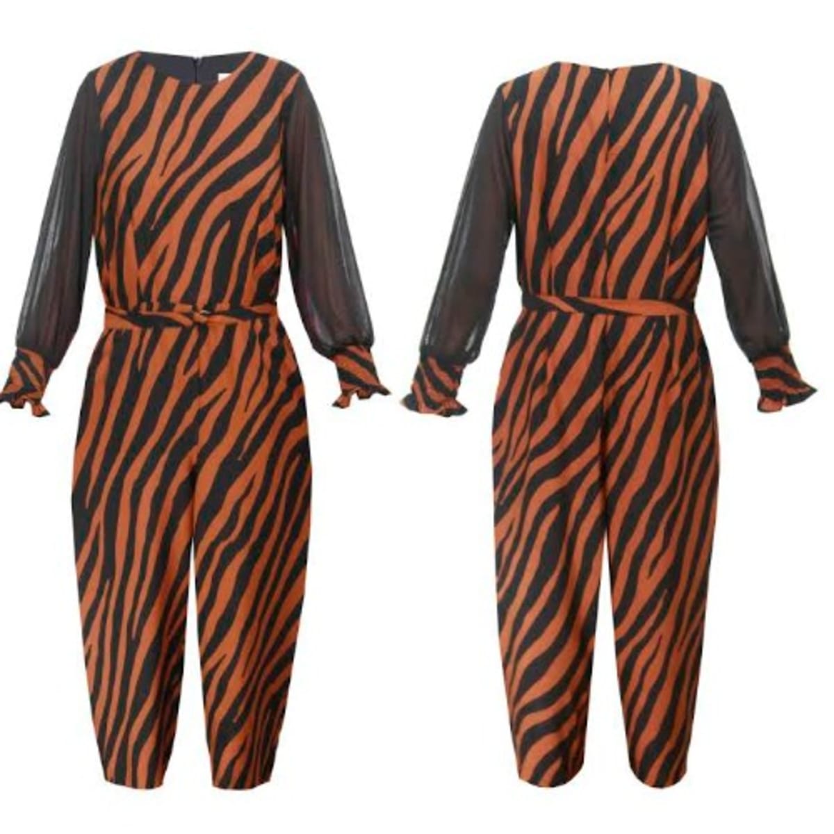 Sandra Darren Monochrome Stripe Jumpsuit With Necklace Selftie