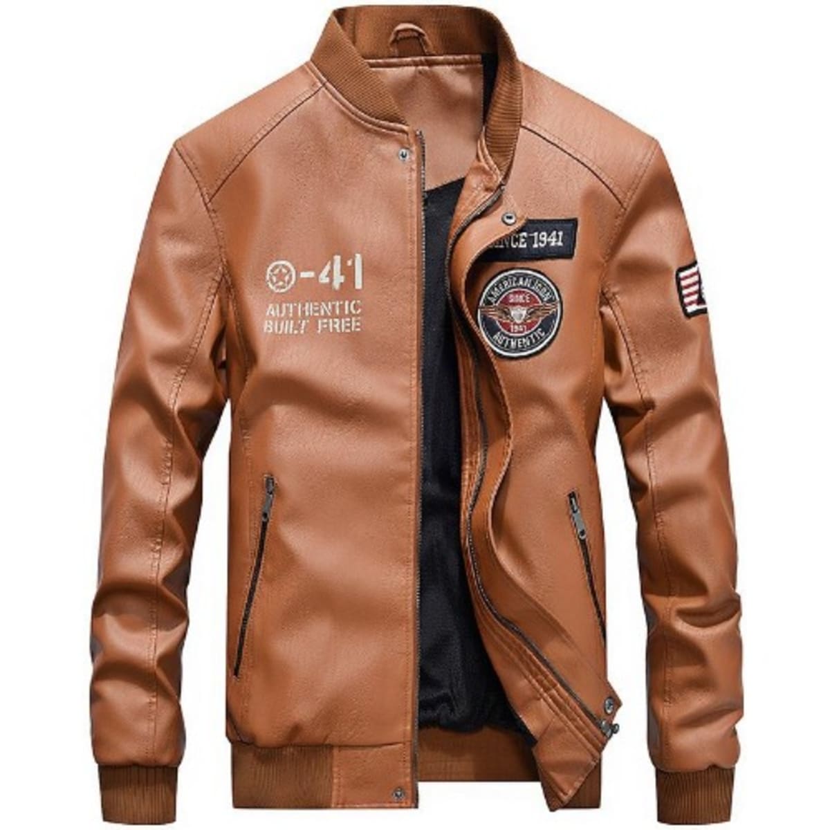 Men s Jacket Faux Leather Casual Jacket Brown Konga Online