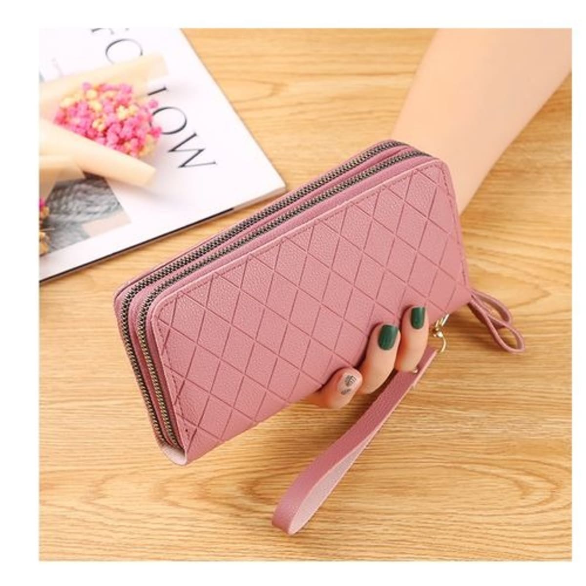 Double zipper outlet women's wallet