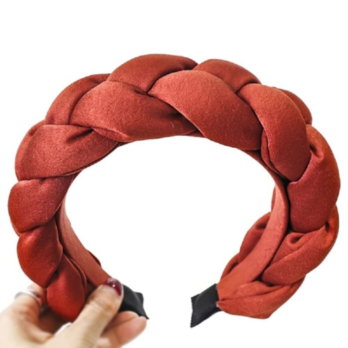 Fab Accessories Padded Braided Hairband- Red