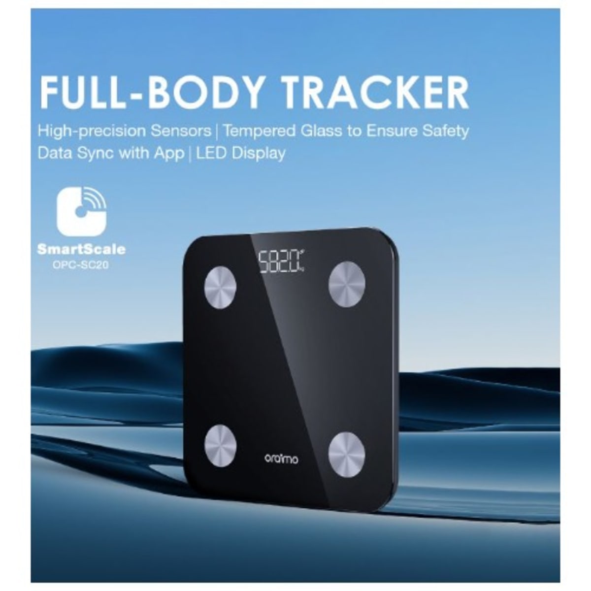 Oraimo Smartscale 18key Fitness Fat Mertic Tracker Scale- Black