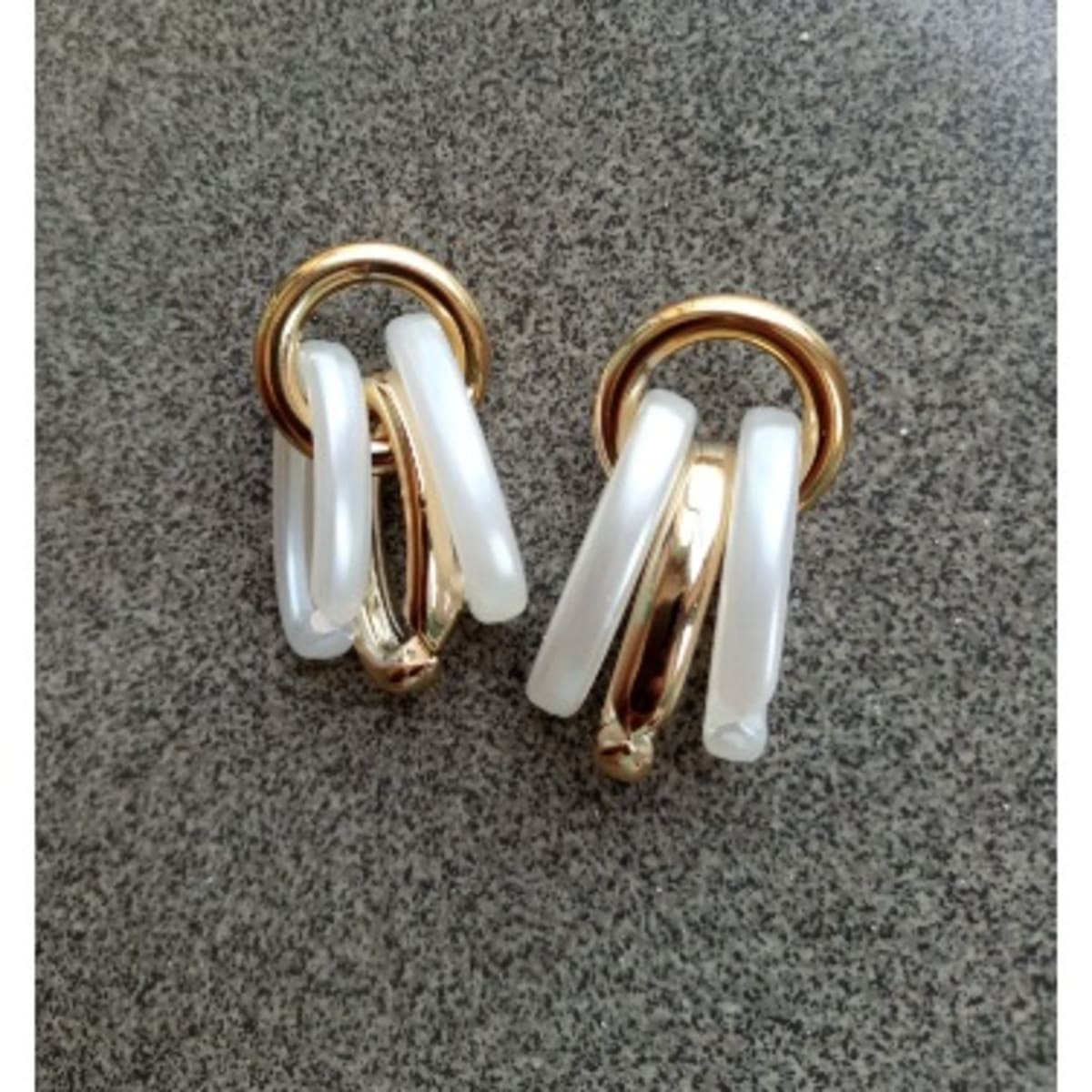 Geometric Resin Earrings White And Gold Konga Online Shopping
