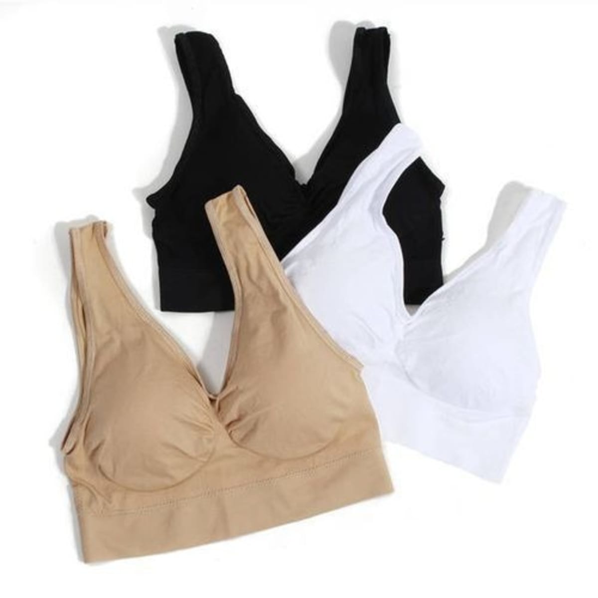 Lingerie Plus Size Solid Color Padded Wireless Sports Bra - 3pcs