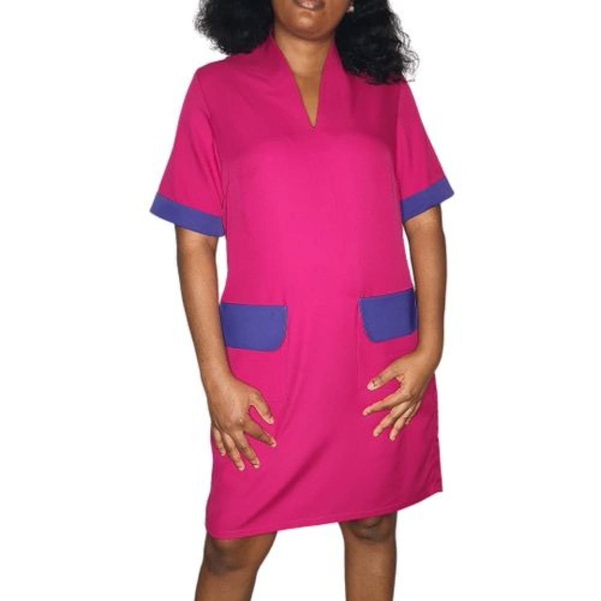 Two Tone Shift Dress With Built Up Neck Pink Konga Online Shopping