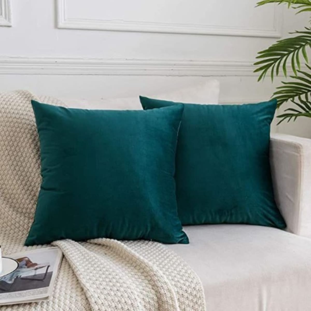 Teal velvet throw best sale pillows
