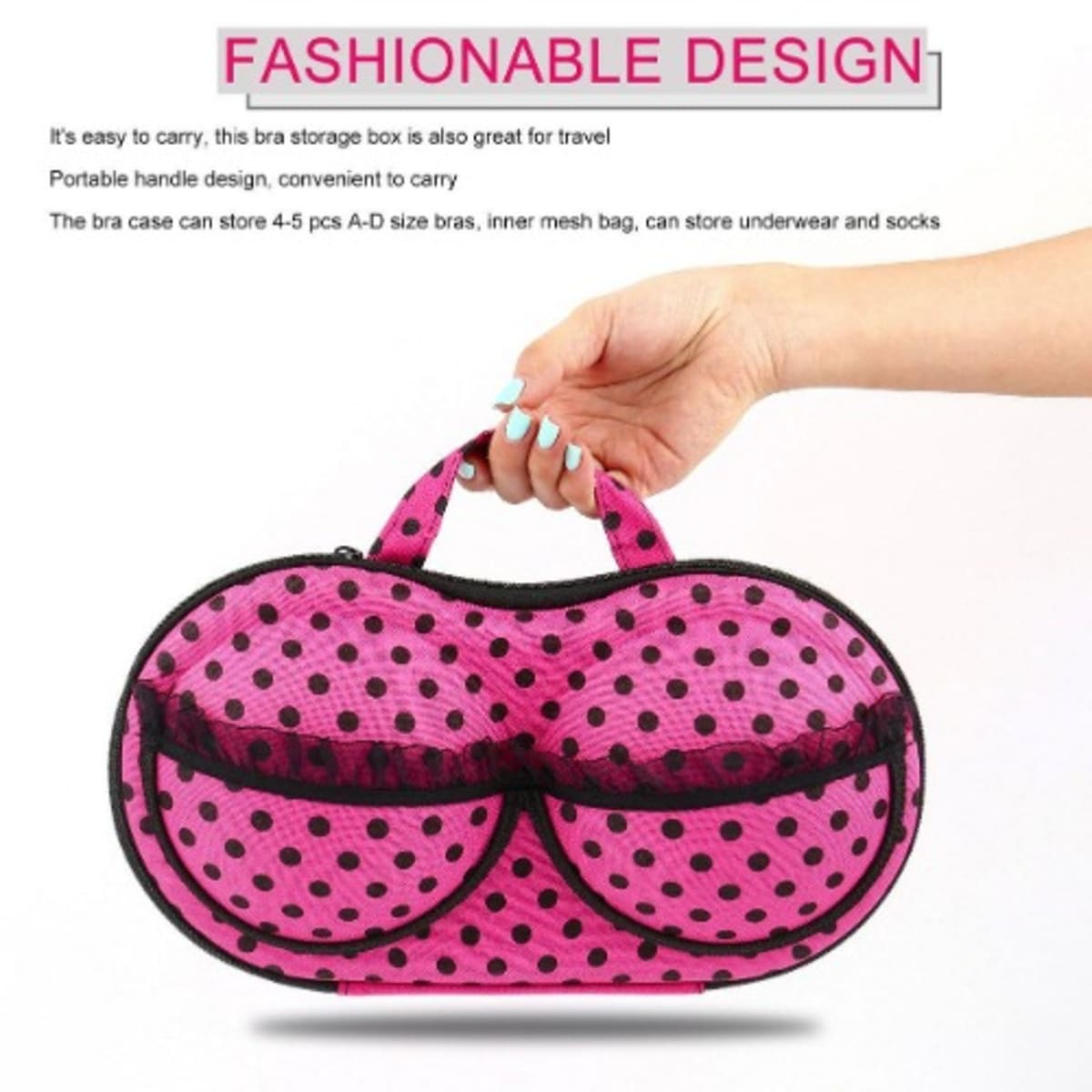 Portable Travel Case Underwear Storage Boxes Organizer Bag for Lingerie Bra  Protects Lingerie Bra Travel Case(Red) 