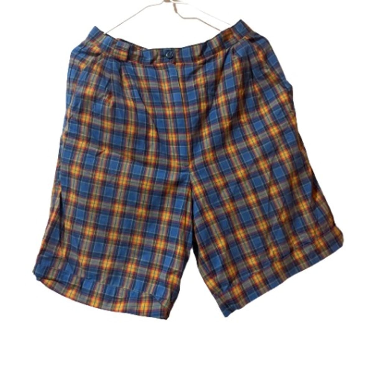 Yellow plaid shorts womens store