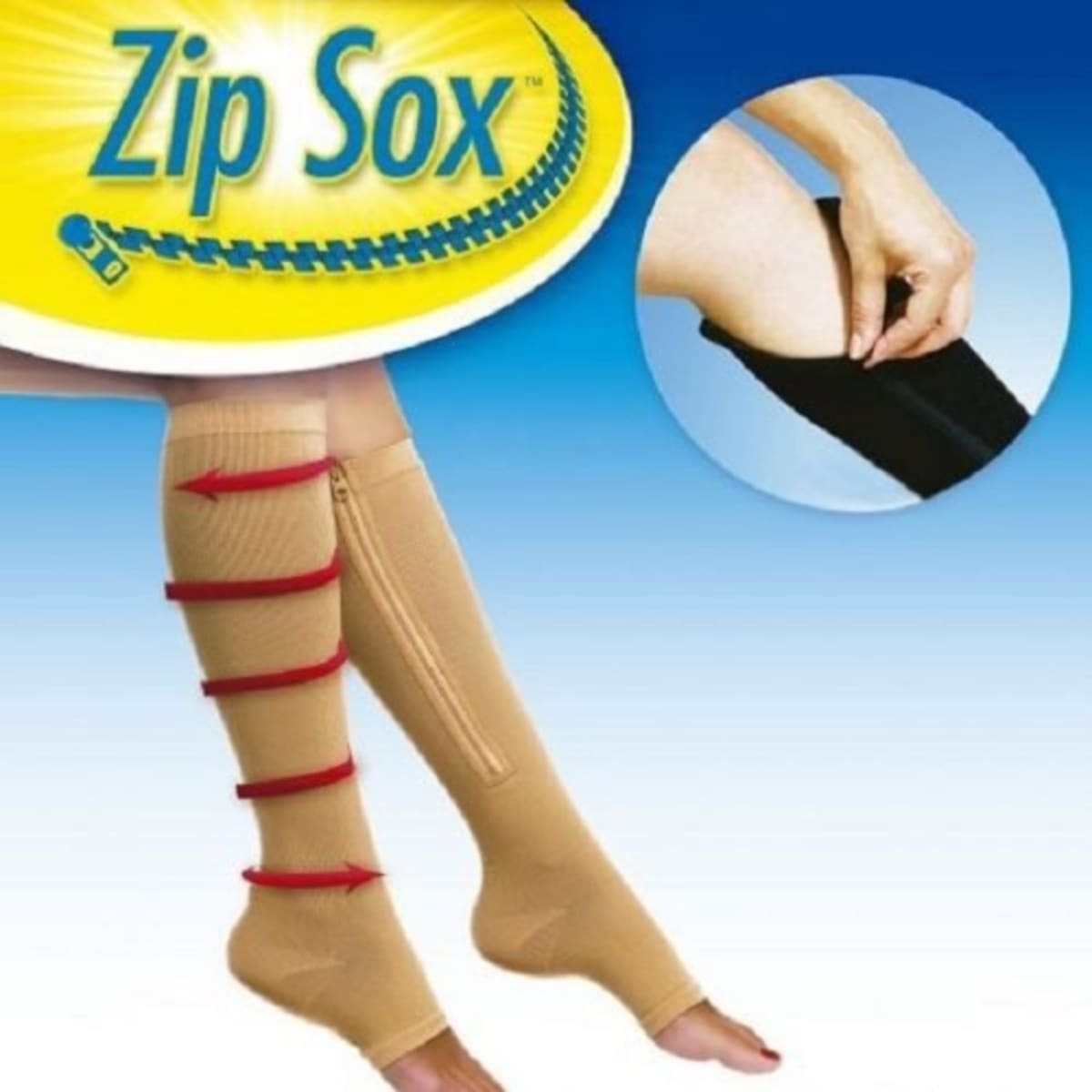 Zip Sox Zip-up Compression Socks L/xl - Beige
