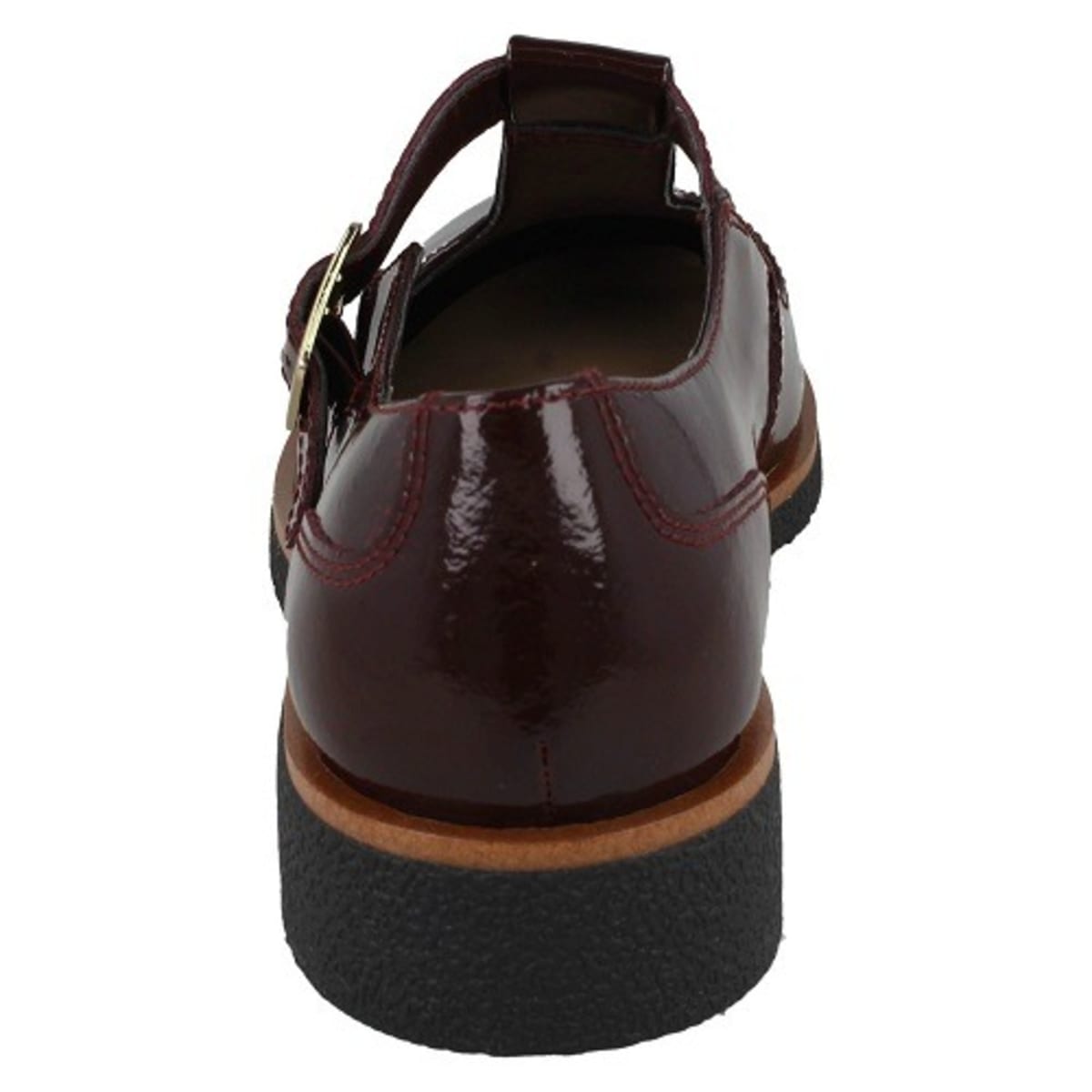 Clarks The Griffin Town T bar Shoe For Ladies Burgundy Konga