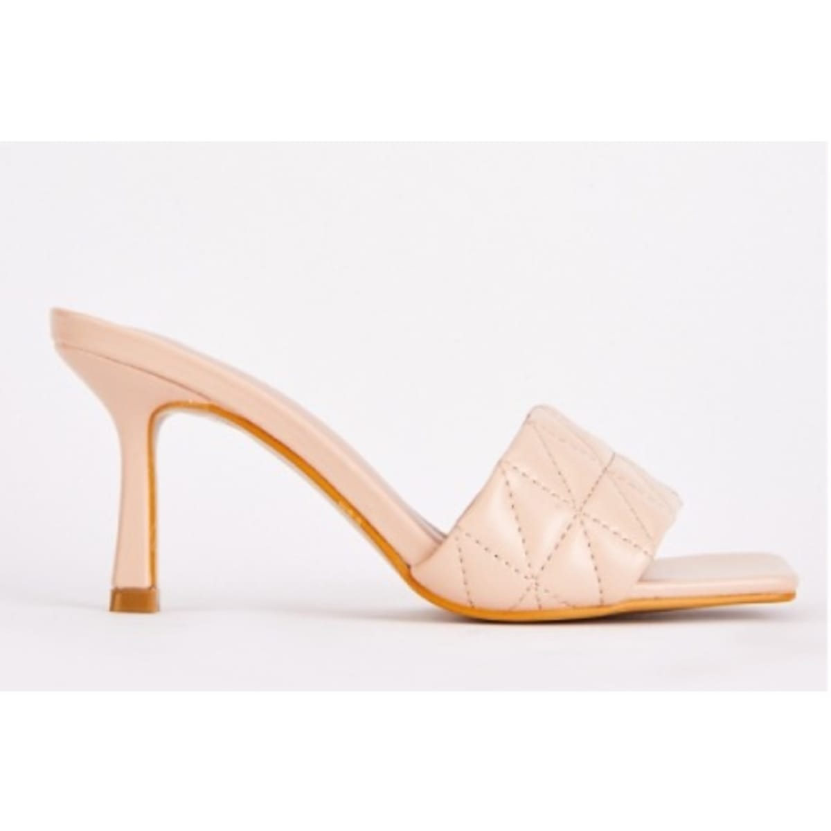 Tropez square toe quilted heel hot sale mule in white faux leather