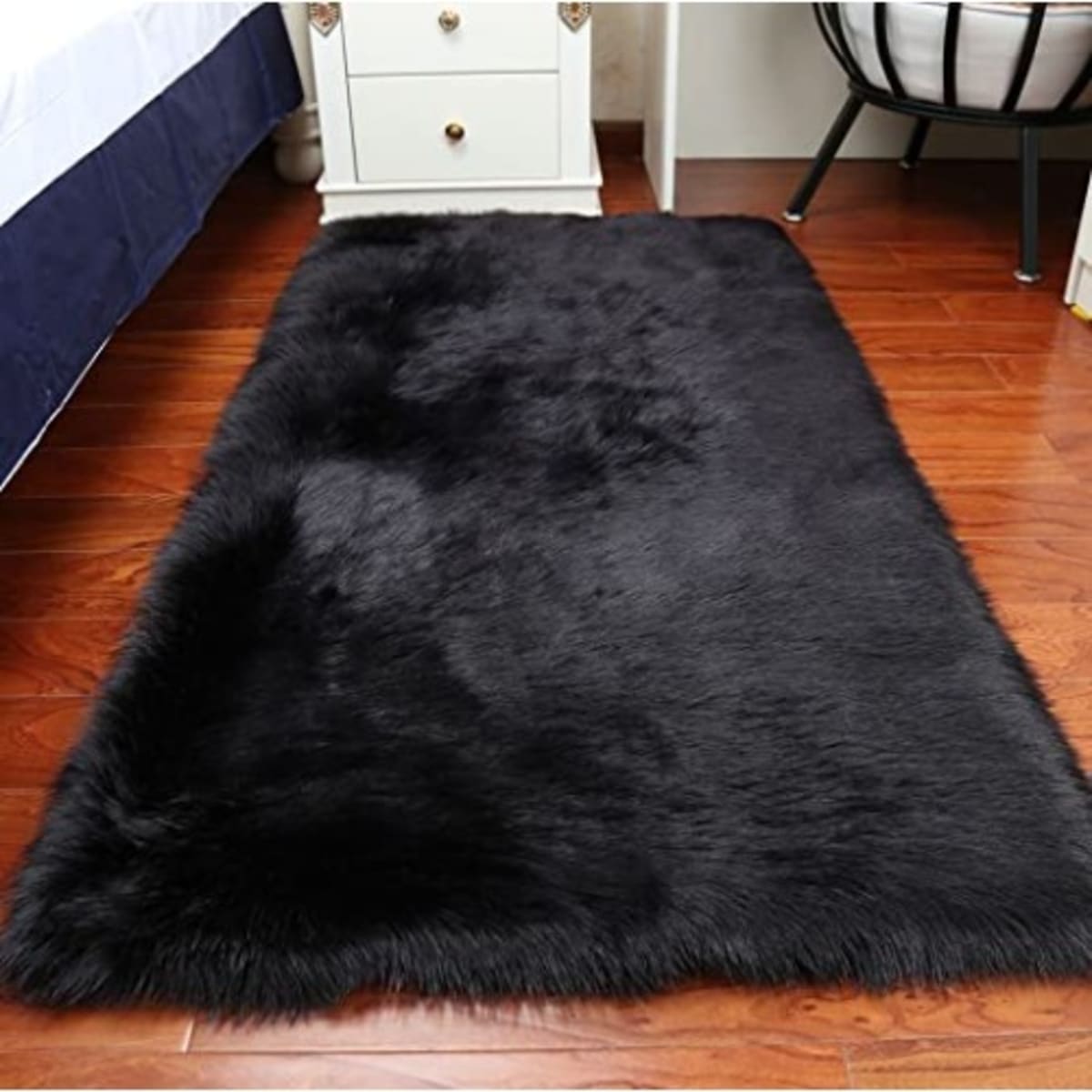 Fur black best sale rug