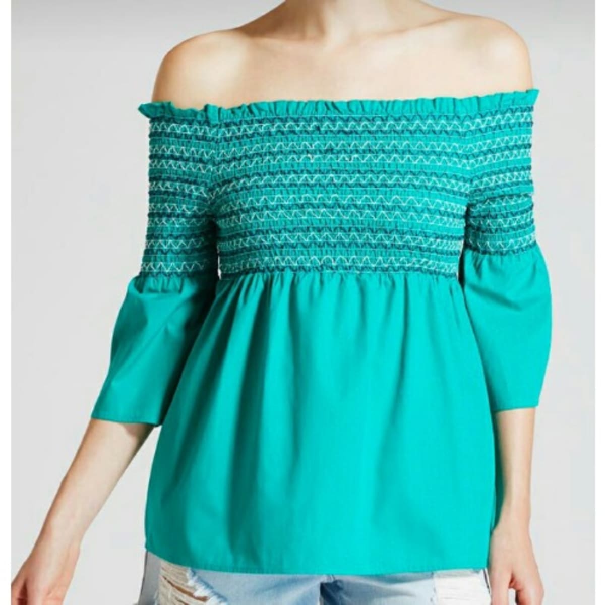 Turquoise bardot top deals