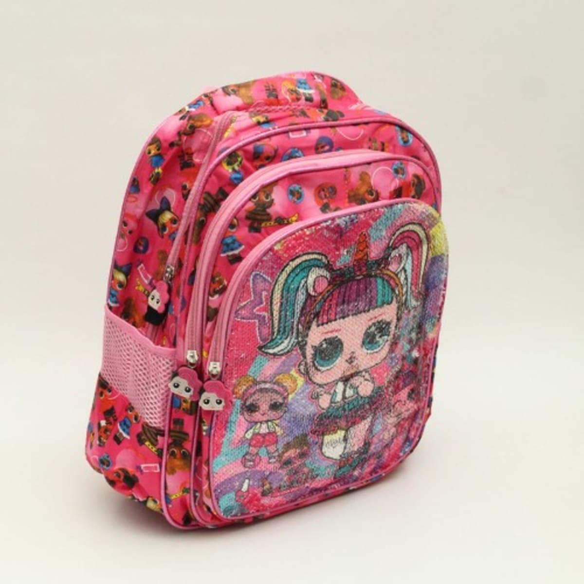 Girls Reversible Sequin School Bag Pink 28cm 15cm 38cm Konga