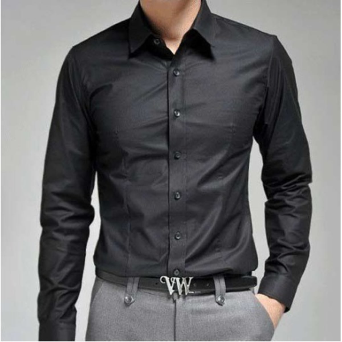 Men s Formal Long Sleeve Shirt Black Konga Online Shopping