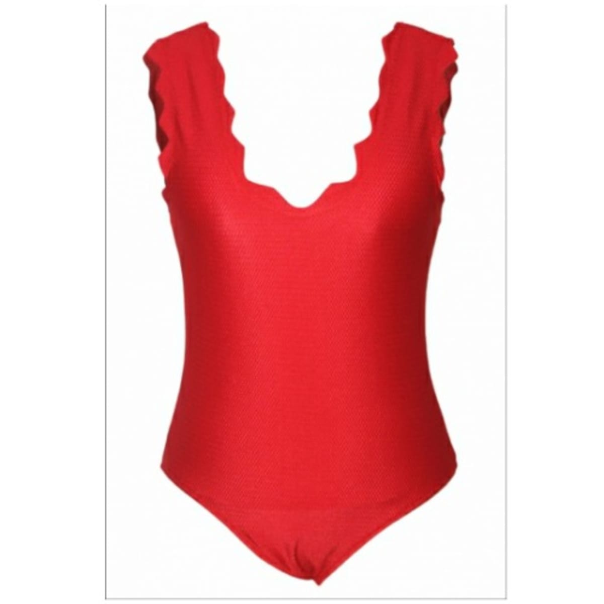 Red scalloped store one piece swimsuit