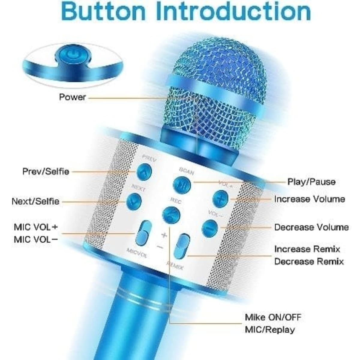 Blue bluetooth microphone store