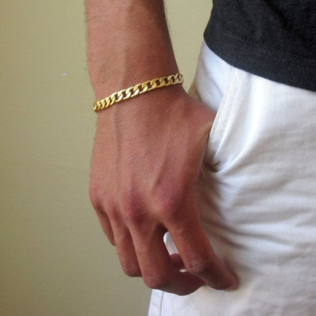 Mens gold best sale wrist chain