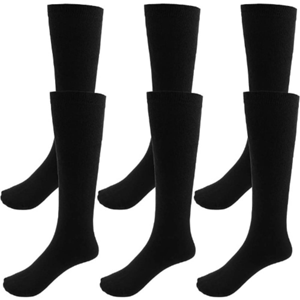 Kids Knee High Socks 6 Pairs Black Konga Online Shopping