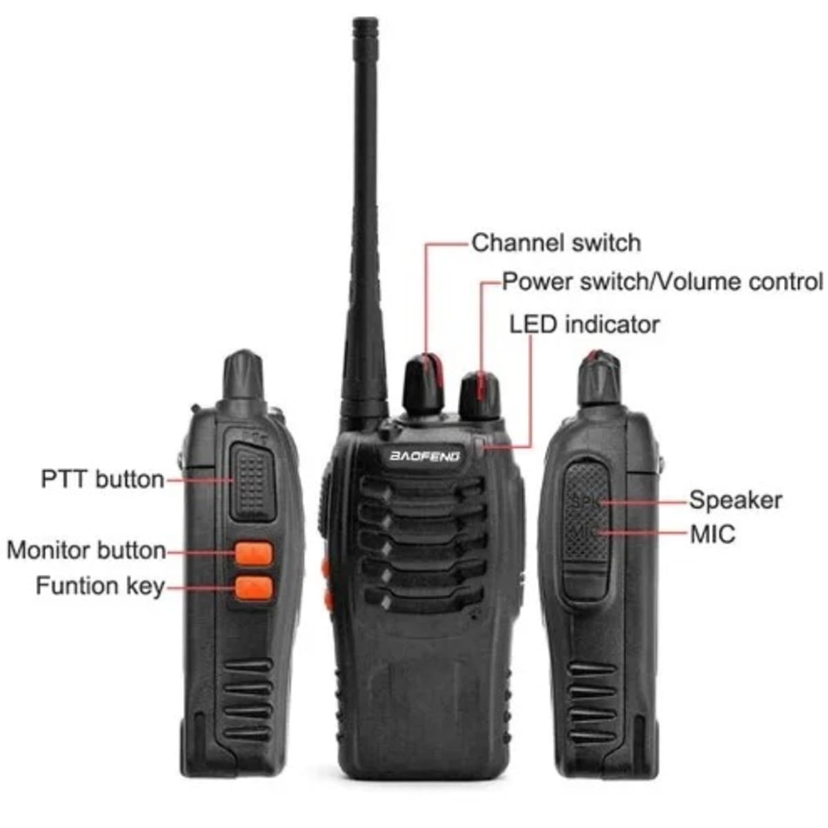 Bf-888s Two Way Radio Hand Held Walkie Talkie With Ear Piece Set Of  Konga Online Shopping