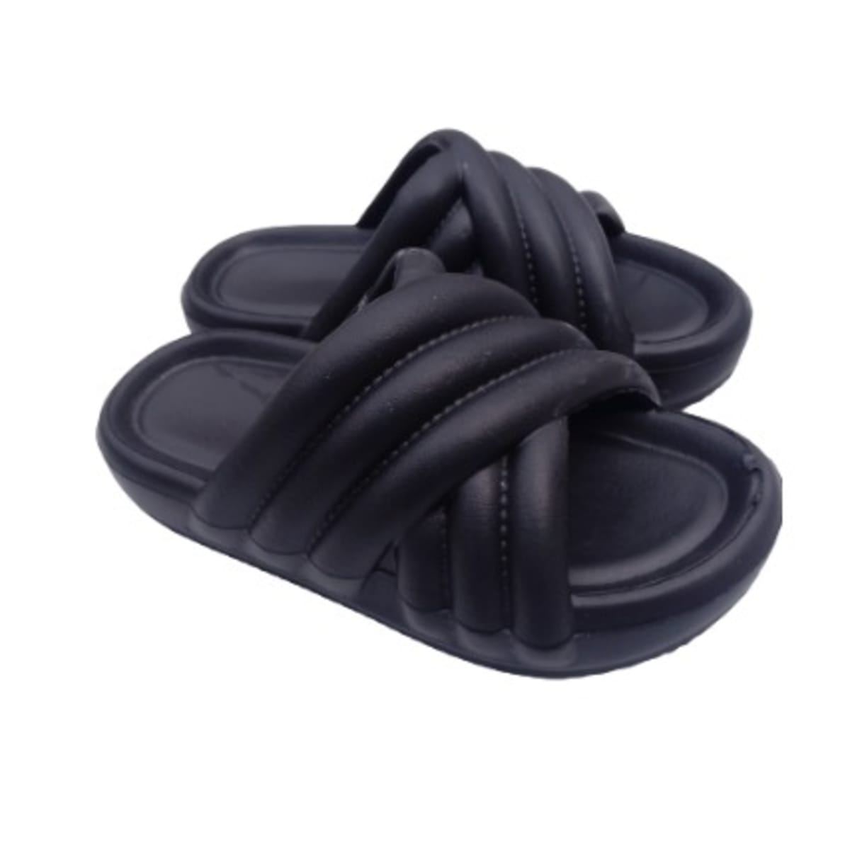Ladies Mid-heel Rubber Slippers- Black