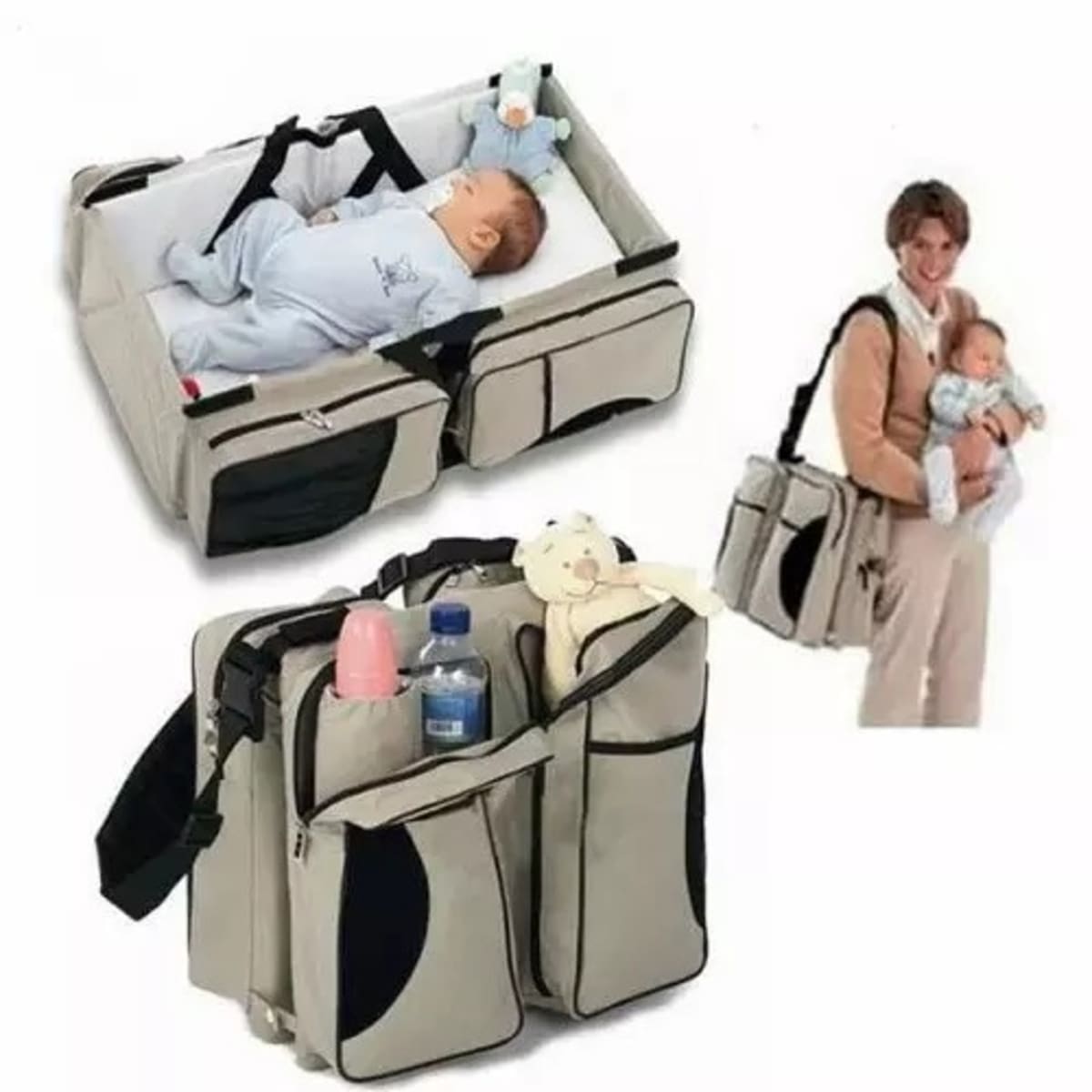 Diaper bag hot sale with portable bed