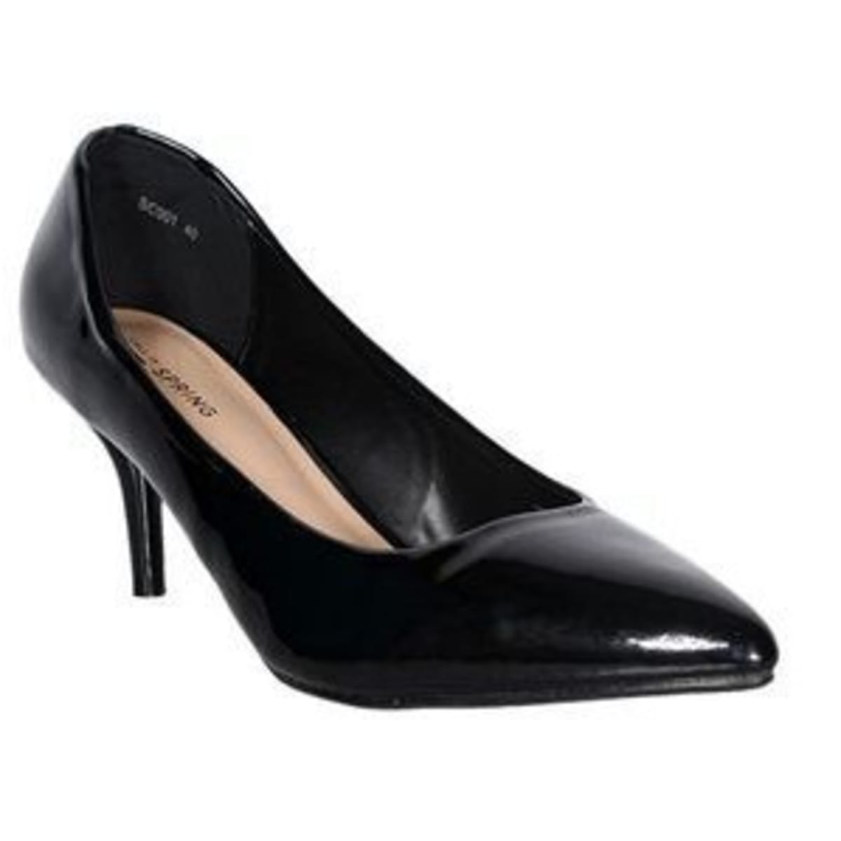 Black patent court deals shoes mid heel