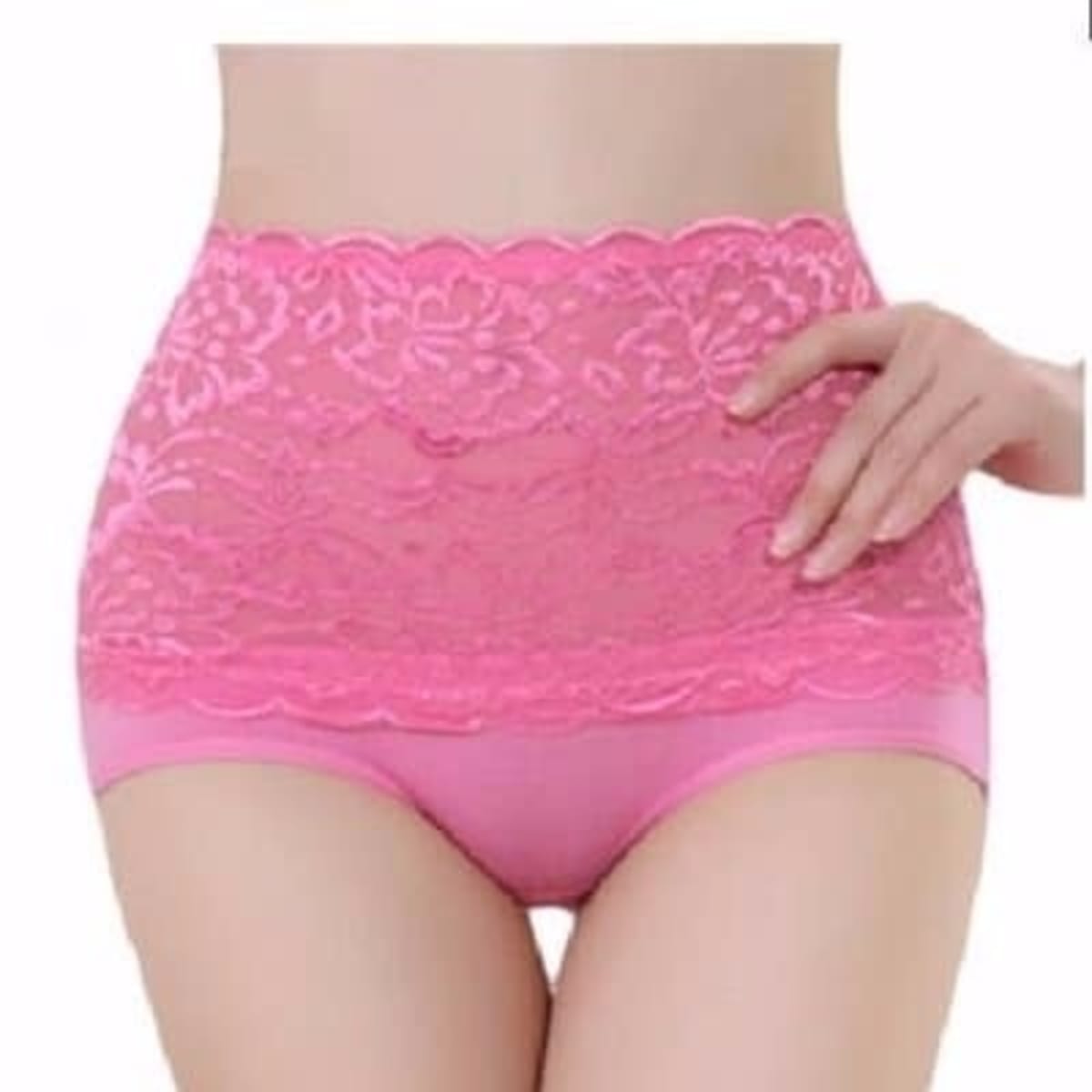 Ladies Tummy Control Lace Up Underwear Panty - Pink