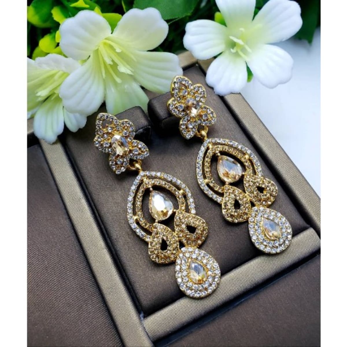 Buy GoldTone Diamond Shaped Studded Earrings Online  Odette