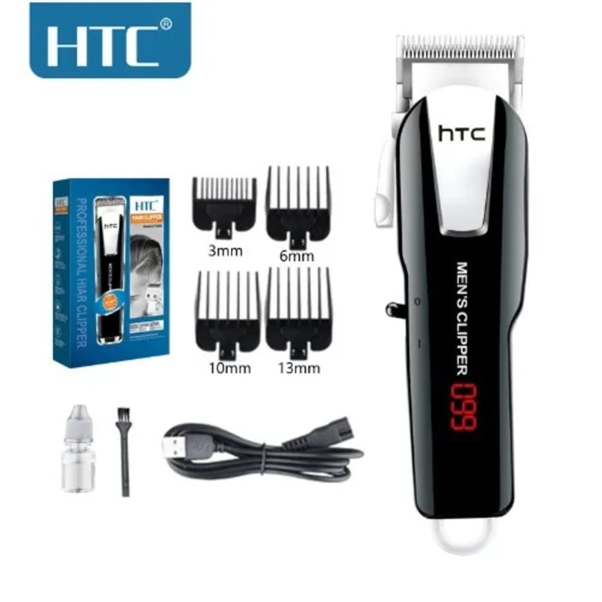 Black Battery HTC AT-529 Rechargeable Hair Trimmer, For Household