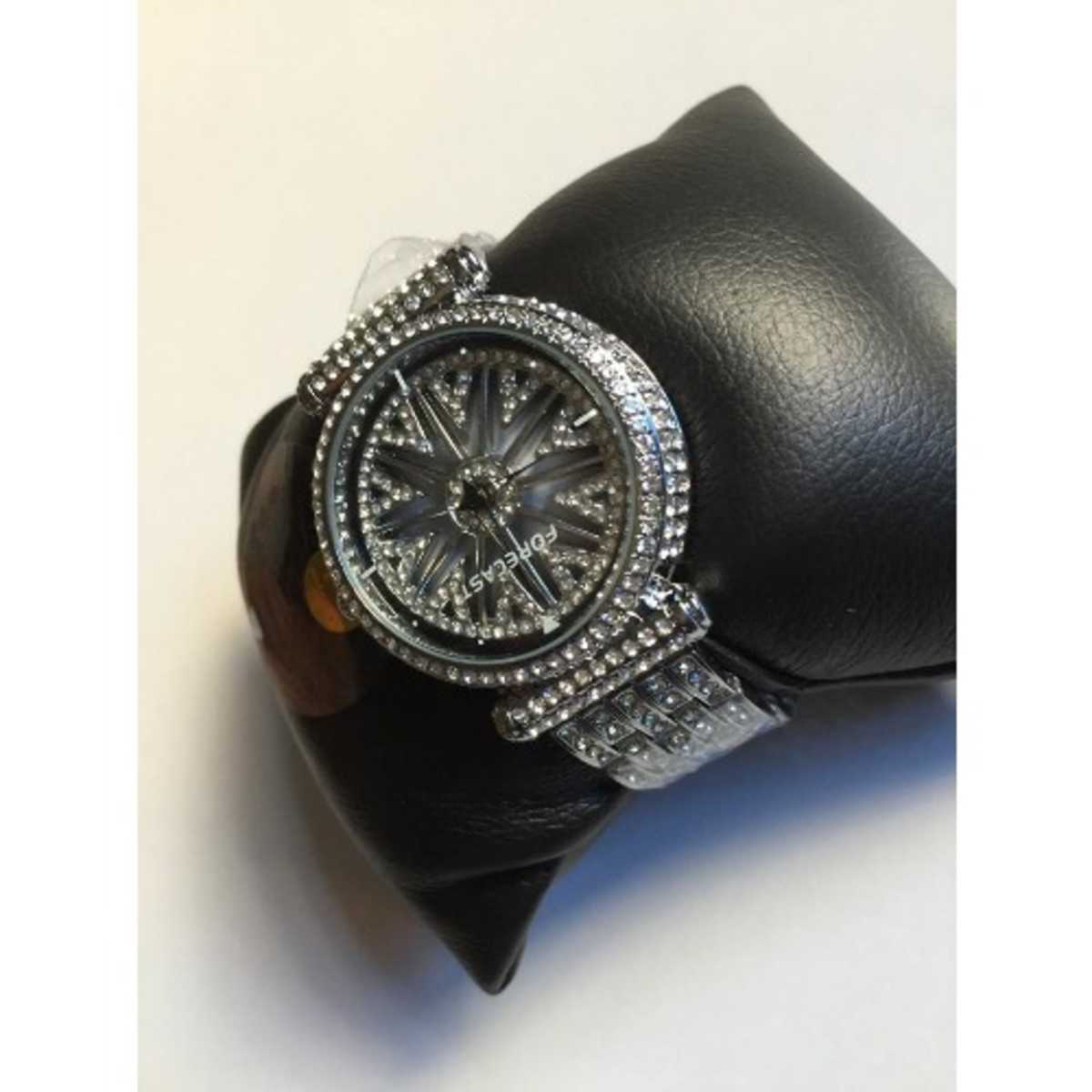 Forecast Men s Iced Stones Bracelet Strap Wrist Watch Silver