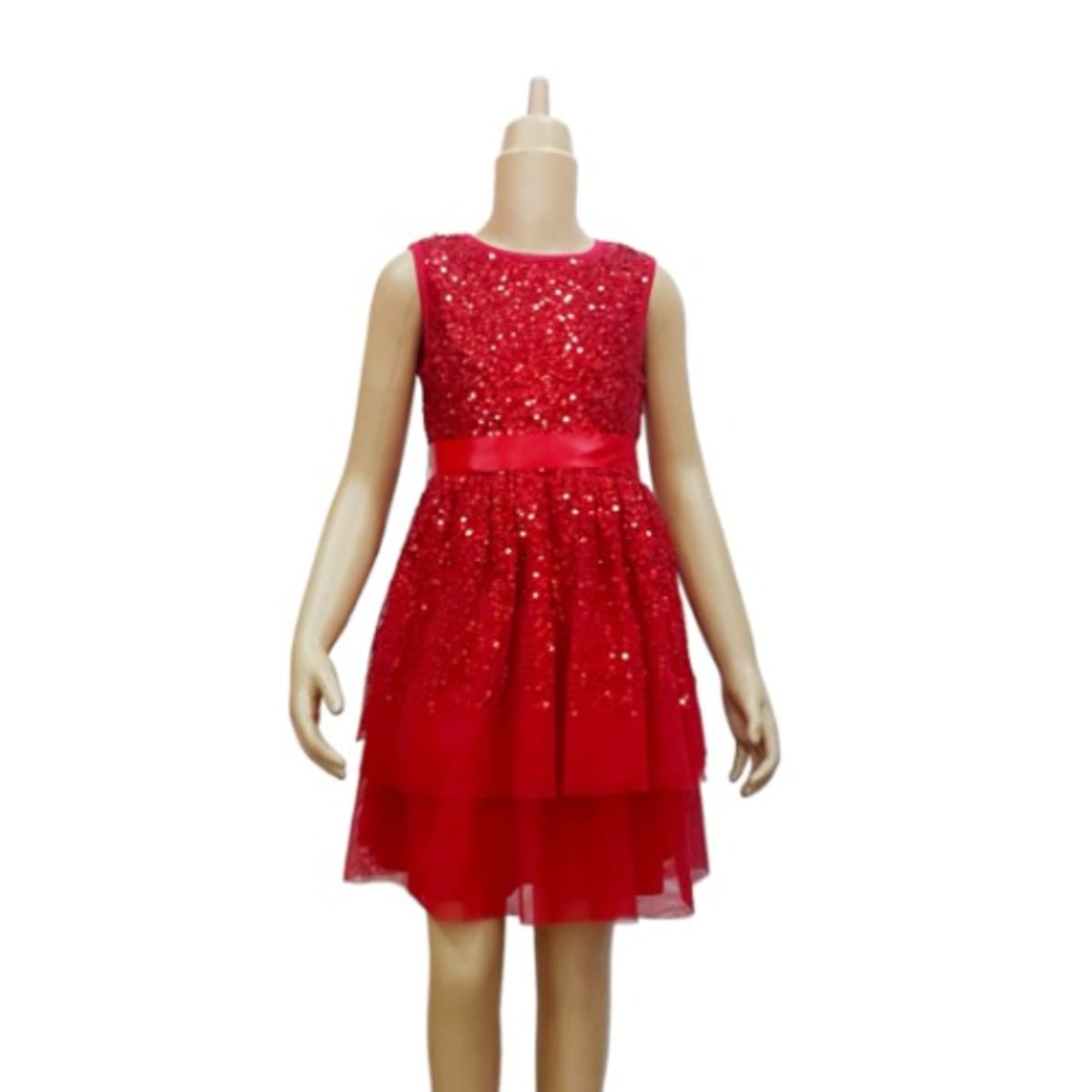 Girls Sequin Party Dress Red
