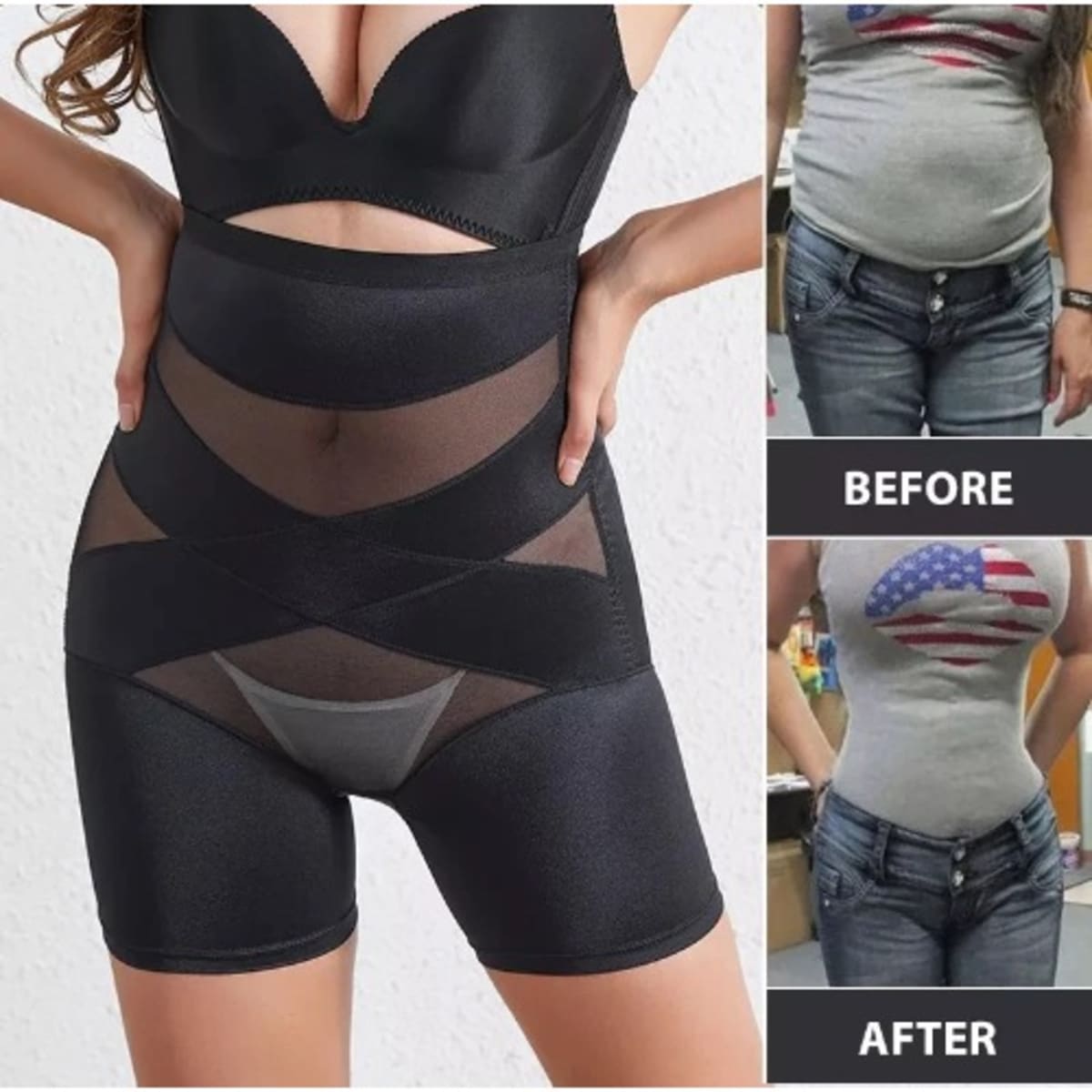 Women High Waist Cross Compression Abs Shaping Pants Slimming Body Shaper  Briefs
