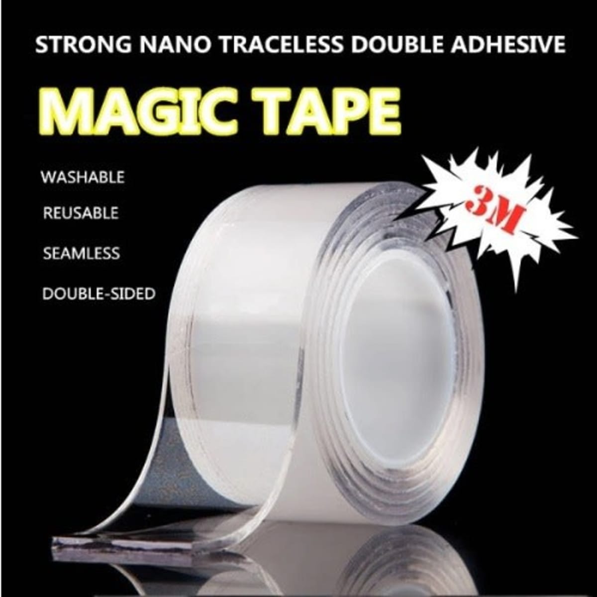 1/3/5m Traceless Adhesive Tape Reusable Gel Nano Tape