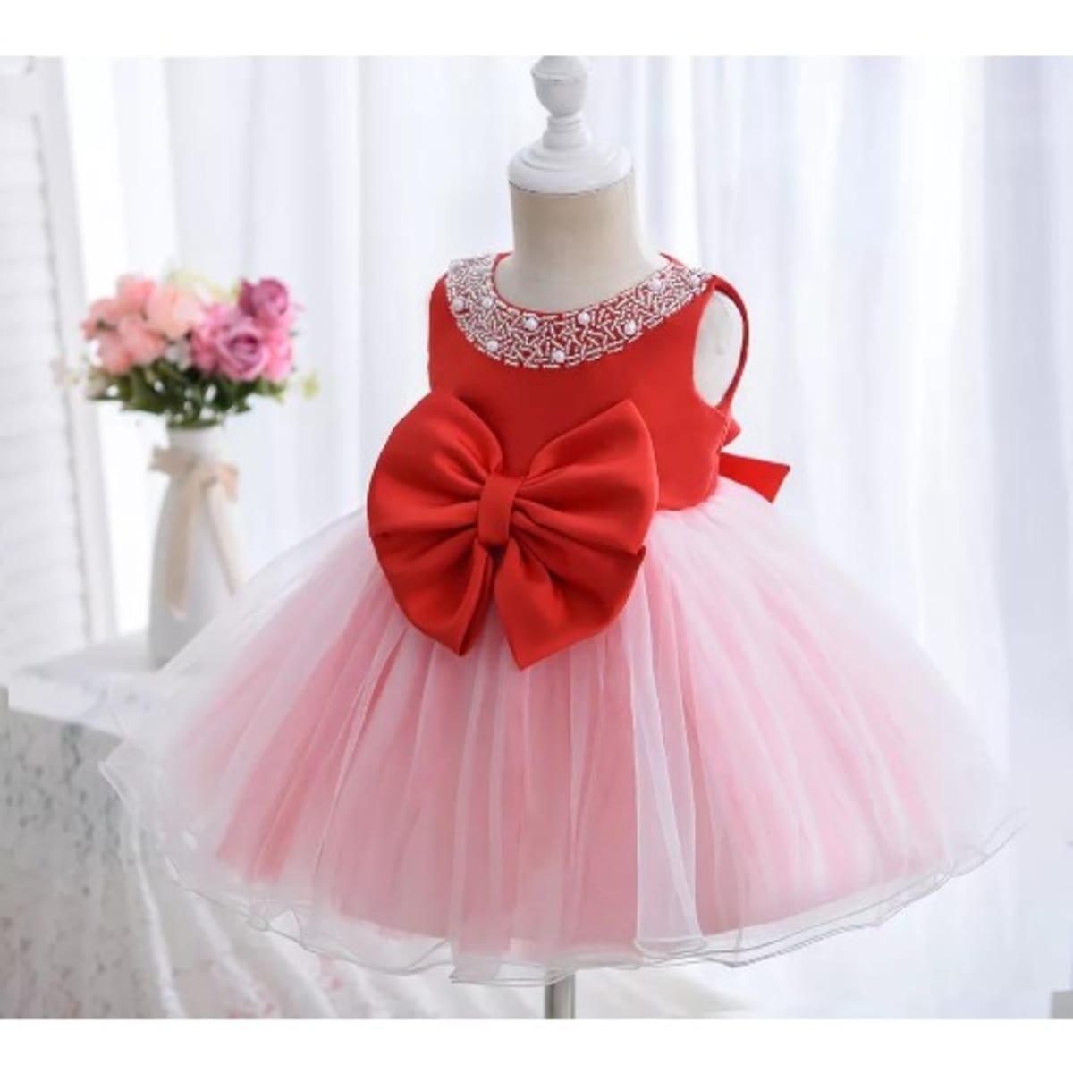 Red gown discount for baby girl