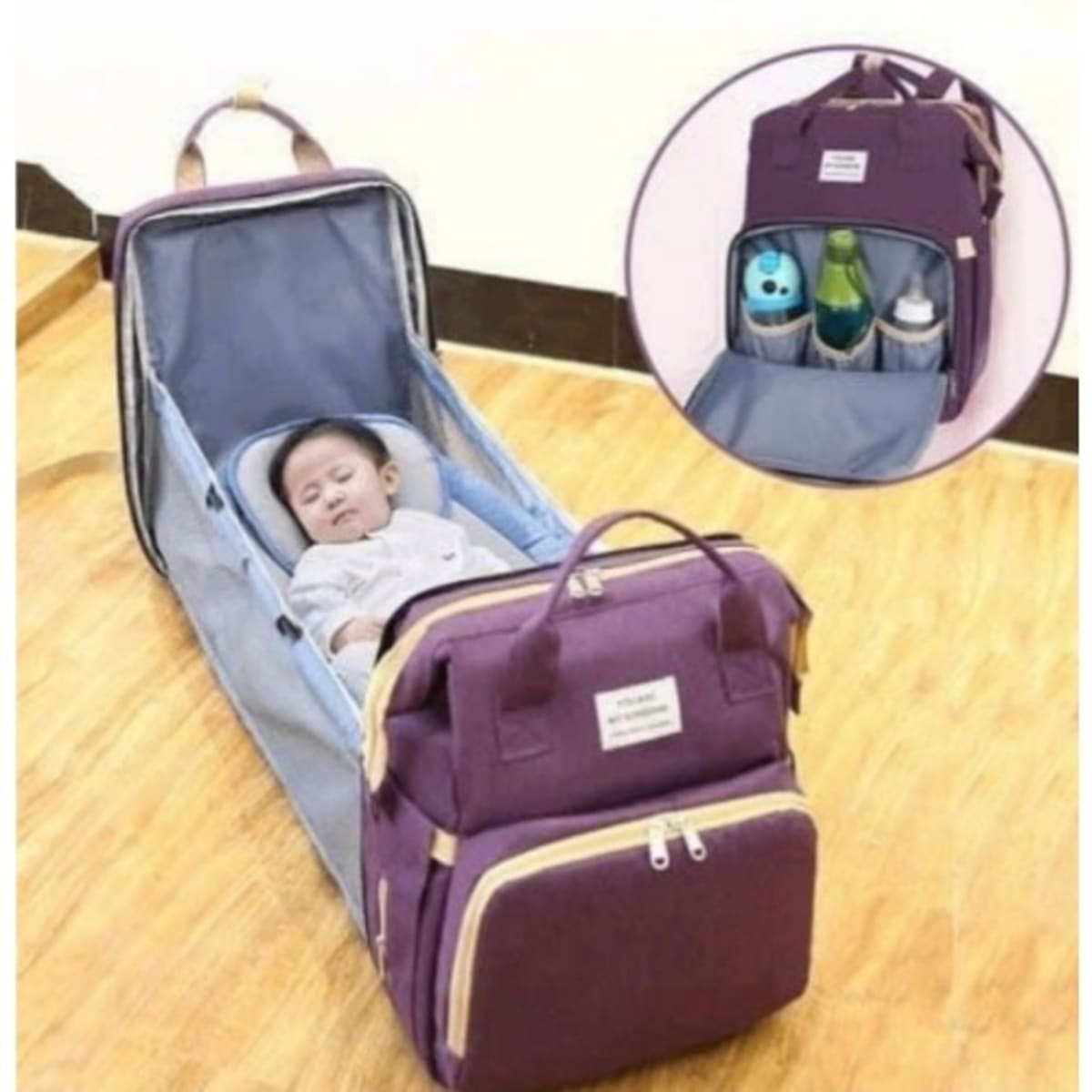 Diaper bag crib backpack top