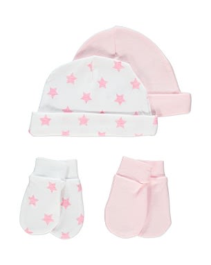 George 2 Pack of Hats and Mittens Set Pink Konga Online Shopping